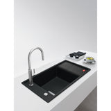 FRANKE Fragranitespüle FSG 611-88 Onyx Druckknopf Edelstahl 114.0593.108