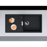 FRANKE Fragranitespüle CNG 611-100 Black Matt Drehknopf Edelstahl 114.0682.505