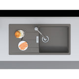FRANKE Fragranitespüle CNG 611-100 Steingrau Drehknopf Edelstahl 114.0682.504