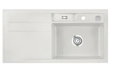 SYSTEMCERAM Einbauspüle Bela 100 F Be. Re. Alu 76 inkl. Excenterbetätigung, für 60 cm Schrankbreite, Spüle zum flächenbündigen Einbau, inkl. 4 x Eckradien R 10 Auflage Becken rechts 55200276