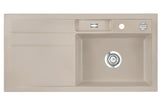 SYSTEMCERAM Einbauspüle Bela 100 F Be. Re. Fango 23 inkl. Excenterbetätigung, für 60 cm Schrankbreite, Spüle zum flächenbündigen Einbau, inkl. 4 x Eckradien R 10 Auflage Becken rechts 55200223