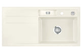 SYSTEMCERAM Einbauspüle Bela 100 F Be. Re. Jasmin 19 inkl. Excenterbetätigung, für 60 cm Schrankbreite, Spüle zum flächenbündigen Einbau, inkl. 4 x Eckradien R 10 Auflage Becken rechts 55200219