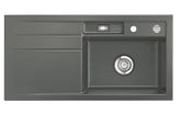 SYSTEMCERAM Einbauspüle Bela 100 F Be. Re. Lava 80 inkl. Excenterbetätigung, für 60 cm Schrankbreite, Spüle zum flächenbündigen Einbau, inkl. 4 x Eckradien R 10 Auflage Becken rechts 55200280