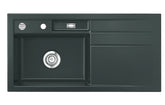 SYSTEMCERAM Einbauspüle Bela 100 Be. Li. Eibe 56 inkl. Excenterbetätigung, für 60 cm Schrankbreite, Einbauspüle Auflage Becken links 50210256