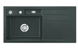 SYSTEMCERAM Einbauspüle Bela 100 Be. Li. Eibe 56 inkl. Handbetätigung, für 60 cm Schrankbreite, Einbauspüle Auflage Becken links 50210156
