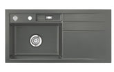 SYSTEMCERAM Einbauspüle Bela 100 Be. Li. Lava 80 inkl. Excenterbetätigung, für 60 cm Schrankbreite, Einbauspüle Auflage Becken links 50210280
