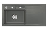 SYSTEMCERAM Einbauspüle Bela 100 F Be. Li Lava 80 inkl. Excenterbetätigung, für 60 cm Schrankbreite, Spüle zum flächenbündigen Einbau, inkl. 4 x Eckradien R 10 Auflage Becken links 55210280