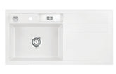 SYSTEMCERAM Einbauspüle Bela 100 Be. Li. Polar 13 inkl. Excenterbetätigung, für 60 cm Schrankbreite, Einbauspüle Auflage Becken links 50210213