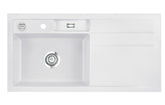 SYSTEMCERAM Einbauspüle Bela 100 Be. Li. Satin 20 inkl. Excenterbetätigung, für 60 cm Schrankbreite, Einbauspüle Auflage Becken links 50210220