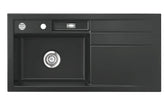 SYSTEMCERAM Einbauspüle Bela 100 Be. Li. Schiefer 85 inkl. Excenterbetätigung, für 60 cm Schrankbreite, Einbauspüle Auflage Becken links 50210285