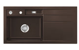 SYSTEMCERAM Einbauspüle Bela 100 F Be. Li Siena 65 inkl. Excenterbetätigung, für 60 cm Schrankbreite, Spüle zum flächenbündigen Einbau, inkl. 4 x Eckradien R 10 Auflage Becken links 55210265