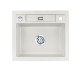 SYSTEMCERAM Einbauspüle Bela 57 F Alu 76 inkl. Excenterbetätigung, für 60 cm Schrankbreite, Spüle zum flächenbündigen Einbau, inkl. 4 x Eckradien R 10 Auflage keine Beckenlage 55160276
