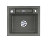 SYSTEMCERAM Einbauspüle Bela 57 F Lava 80 inkl. Excenterbetätigung, für 60 cm Schrankbreite, Spüle zum flächenbündigen Einbau, inkl. 4 x Eckradien R 10 Auflage keine Beckenlage 55160280