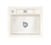 SYSTEMCERAM Einbauspüle Bela 57 F Magnolie 10 inkl. Excenterbetätigung, für 60 cm Schrankbreite, Spüle zum flächenbündigen Einbau, inkl. 4 x Eckradien R 10 Auflage keine Beckenlage 55160210