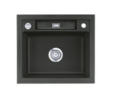 SYSTEMCERAM Einbauspüle Bela 57 F Schiefer 85 inkl. Excenterbetätigung, für 60 cm Schrankbreite, Spüle zum flächenbündigen Einbau, inkl. 4 x Eckradien R 10 Auflage keine Beckenlage 55160285