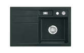 SYSTEMCERAM Einbauspüle Bela 78 F Be. Re. Eibe 56 inkl. Excenterbetätigung, für 45 cm Schrankbreite, Spüle zum flächenbündigen Einbau, inkl. 4 x Eckradien R 10 Auflage Becken rechts 55180256