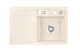 SYSTEMCERAM Einbauspüle Bela 78 F Be. Re. Jasmin 19 inkl. Excenterbetätigung, für 45 cm Schrankbreite, Spüle zum flächenbündigen Einbau, inkl. 4 x Eckradien R 10 Auflage Becken rechts 55180219