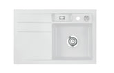 SYSTEMCERAM Einbauspüle Bela 78 F Be. Re. Satin 20 inkl. Excenterbetätigung, für 45 cm Schrankbreite, Spüle zum flächenbündigen Einbau, inkl. 4 x Eckradien R 10 Auflage Becken rechts 55180220