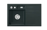 SYSTEMCERAM Einbauspüle Bela 78 F Be. Li. Eibe 56 inkl. Excenterbetätigung, für 45 cm Schrankbreite, Spüle zum flächenbündigen Einbau, inkl. 4 x Eckradien R 10 Auflage Becken links 55190256