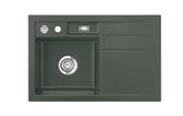 SYSTEMCERAM Einbauspüle Bela 78 F Be. Li. Lava 80 inkl. Excenterbetätigung, für 45 cm Schrankbreite, Spüle zum flächenbündigen Einbau, inkl. 4 x Eckradien R 10 Auflage Becken links 55190280