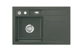 SYSTEMCERAM Einbauspüle Bela 78 F Be. Li. Lava 80 inkl. Excenterbetätigung, für 45 cm Schrankbreite, Spüle zum flächenbündigen Einbau, inkl. 4 x Eckradien R 10 Auflage Becken links 55190280