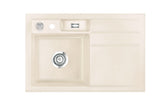 SYSTEMCERAM Einbauspüle Bela 78 Be. li. Magnolie 10 inkl. Excenterbetätigung, für 45 cm Schrankbreite, Einbauspüle Auflage Becken links 50190210