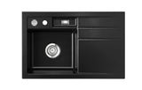 SYSTEMCERAM Einbauspüle Bela 78 Be. li. Nero 68 inkl. Handbetätigung, für 45 cm Schrankbreite, Einbauspüle Auflage Becken links 50190168