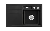 SYSTEMCERAM Einbauspüle Bela 78 Be. Re. Nigra 87 inkl. Excenterbetätigung, für 45 cm Schrankbreite, Einbauspüle Auflage Becken rechts 50180287
