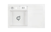 SYSTEMCERAM Einbauspüle Bela 78 Be. li. Polar 13 inkl. Excenterbetätigung, für 45 cm Schrankbreite, Einbauspüle Auflage Becken links 50190213