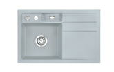 SYSTEMCERAM Einbauspüle Bela 78 F Be. Li. Titan 78 inkl. Excenterbetätigung, für 45 cm Schrankbreite, Spüle zum flächenbündigen Einbau, inkl. 4 x Eckradien R 10 Auflage Becken links 55190278