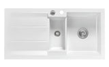 SYSTEMCERAM Einbauspüle Genea 100 F Grönland 12 inkl. Excenterbetätigung, für 60 cm Schrankbreite, Spüle zum flächenbündigen Einbau, inkl. 4 x Eckradien R 10 Auflage reversibel 55920212
