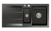 SYSTEMCERAM Einbauspüle Genea 100 F Nero 68 inkl. Excenterbetätigung, für 60 cm Schrankbreite, Spüle zum flächenbündigen Einbau, inkl. 4 x Eckradien R 10 Auflage reversibel 55920268