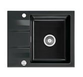 SYSTEMCERAM Einbauspüle Genea 60 F Nero 68 inkl. Excenterbetätigung, für 50 cm Schrankbreite, Spüle zum flächenbündigen Einbau, inkl. 4 x Eckradien R 10 Auflage reversibel 55970268