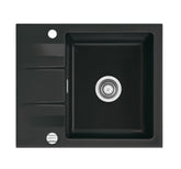 SYSTEMCERAM Einbauspüle Genea 60 F Nigra 87 inkl. Excenterbetätigung, für 50 cm Schrankbreite, Spüle zum flächenbündigen Einbau, inkl. 4 x Eckradien R 10 Auflage reversibel 55970287