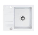 SYSTEMCERAM Einbauspüle Genea 60 F Polar 13 inkl. Handbetätigung, für 50 cm Schrankbreite, Spüle zum flächenbündigen Einbau, inkl. 4 x Eckradien R 10 Auflage reversibel 55970113