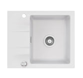 SYSTEMCERAM Einbauspüle Genea 60 F Satin 20 inkl. Excenterbetätigung, für 50 cm Schrankbreite, Spüle zum flächenbündigen Einbau, inkl. 4 x Eckradien R 10 Auflage reversibel 55970220