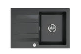 SYSTEMCERAM Einbauspüle Genea 75 F Schiefer 85 inkl. Excenterbetätigung, für 50 cm Schrankbreite, Spüle zum flächenbündigen Einbau, inkl. 4 x Eckradien R 10 Auflage reversibel 55900285