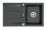 SYSTEMCERAM Einbauspüle Genea 87 F Schiefer 85 inkl. Excenterbetätigung, für 50 cm Schrankbreite, Spüle zum flächenbündigen Einbau, inkl. 4 x Eckradien R 10 Auflage reversibel 55910285