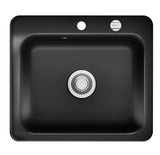 SYSTEMCERAM Einbauspüle Juna 57 Nero 68 inkl. Excenterbetätigung, für 60 cm Schrankbreite, Einbauspüle Auflage keine Beckenlage 50040268