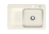 SYSTEMCERAM Einbauspüle Juna 75 F Be. Re. Magnolie 10 inkl. Excenterbetätigung, für 50 cm Schrankbreite, Spüle zum flächenbündigen Einbau Auflage Becken rechts 55120210