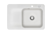 SYSTEMCERAM Einbauspüle Juna 75 F Be. Re. Satin 20 inkl. Excenterbetätigung, für 50 cm Schrankbreite, Spüle zum flächenbündigen Einbau Auflage Becken rechts 55120220