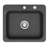 SYSTEMCERAM Einbauspüle Juna 57 F Schiefer 85 inkl. Excenterbetätigung, für 60 cm Schrankbreite, Spüle zum flächenbündigen Einbau Auflage keine Beckenlage 55040285