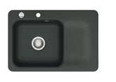 SYSTEMCERAM Einbauspüle Juna 75 Be. Li. Eibe 56 inkl. Excenterbetätigung, für 50 cm Schrankbreite, Einbauspüle Auflage Becken links 50130256