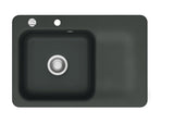 SYSTEMCERAM Einbauspüle Juna 75 Be. Li. Eibe 56 inkl. Handbetätigung, für 50 cm Schrankbreite, Einbauspüle Auflage Becken links 50130156