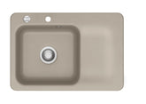 SYSTEMCERAM Einbauspüle Juna 75 Be. Li. Fango 23 inkl. Excenterbetätigung, für 50 cm Schrankbreite, Einbauspüle Auflage Becken links 50130223