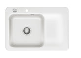 SYSTEMCERAM Einbauspüle Juna 75 Be. Li. Grönland 12 inkl. Excenterbetätigung, für 50 cm Schrankbreite, Einbauspüle Auflage Becken links 50130212
