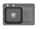 SYSTEMCERAM Einbauspüle Juna 75 Be. Li. Lava 80 inkl. Excenterbetätigung, für 50 cm Schrankbreite, Einbauspüle Auflage Becken links 50130280