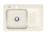 SYSTEMCERAM Einbauspüle Juna 75 Be. Li. Magnolie 10 inkl. Excenterbetätigung, für 50 cm Schrankbreite, Einbauspüle Auflage Becken links 50130210