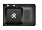 SYSTEMCERAM Einbauspüle Juna 75 Be. Li. Nero 68 inkl. Excenterbetätigung, für 50 cm Schrankbreite, Einbauspüle Auflage Becken links 50130268