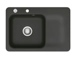 SYSTEMCERAM Einbauspüle Juna 75 Be. Li. Nigra 87 inkl. Excenterbetätigung, für 50 cm Schrankbreite, Einbauspüle Auflage Becken links 50130287